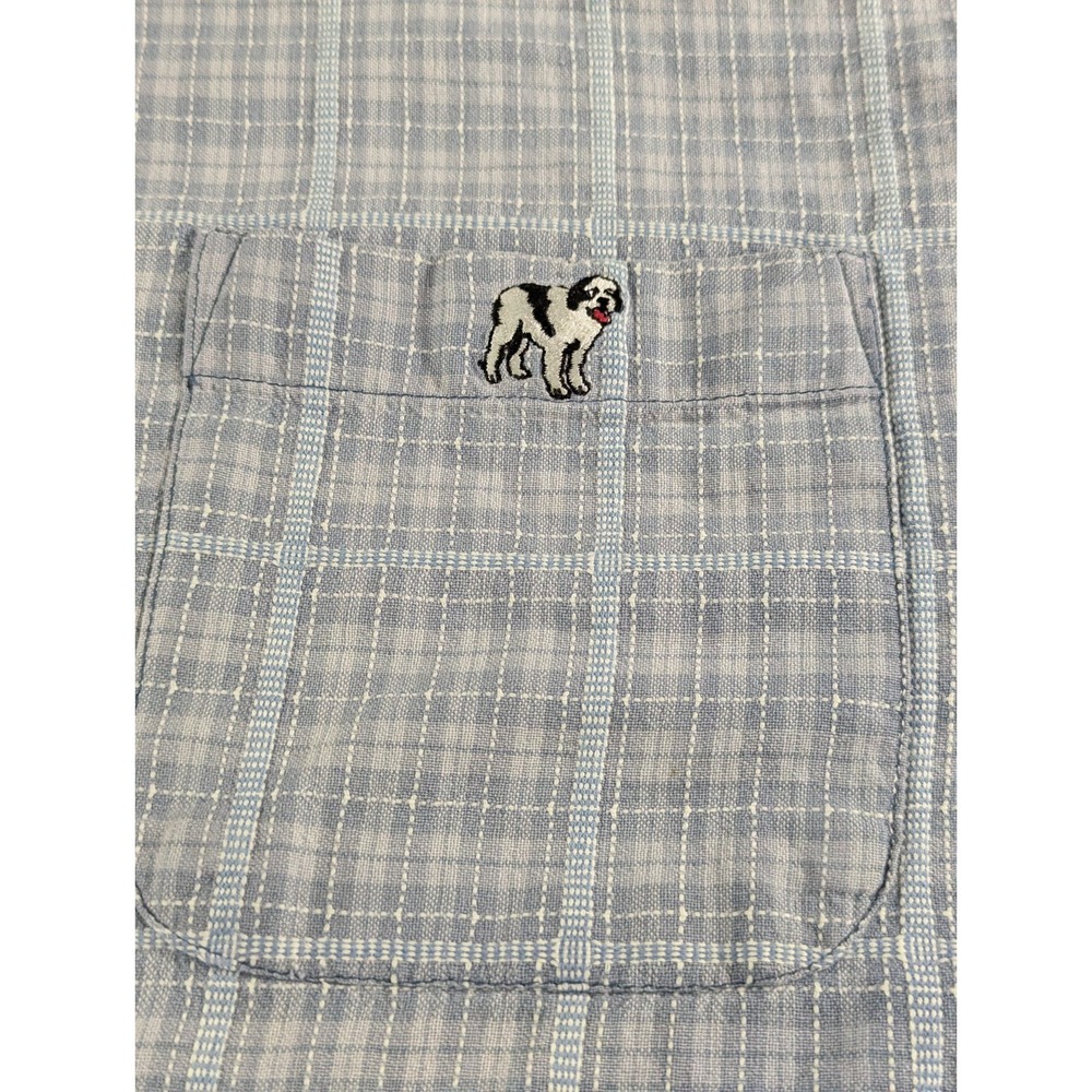 Big Dogs Mens Vintage 90s Plaid Button Down Shirt XL Blue White Short Sleeve - Picture 4 of 10